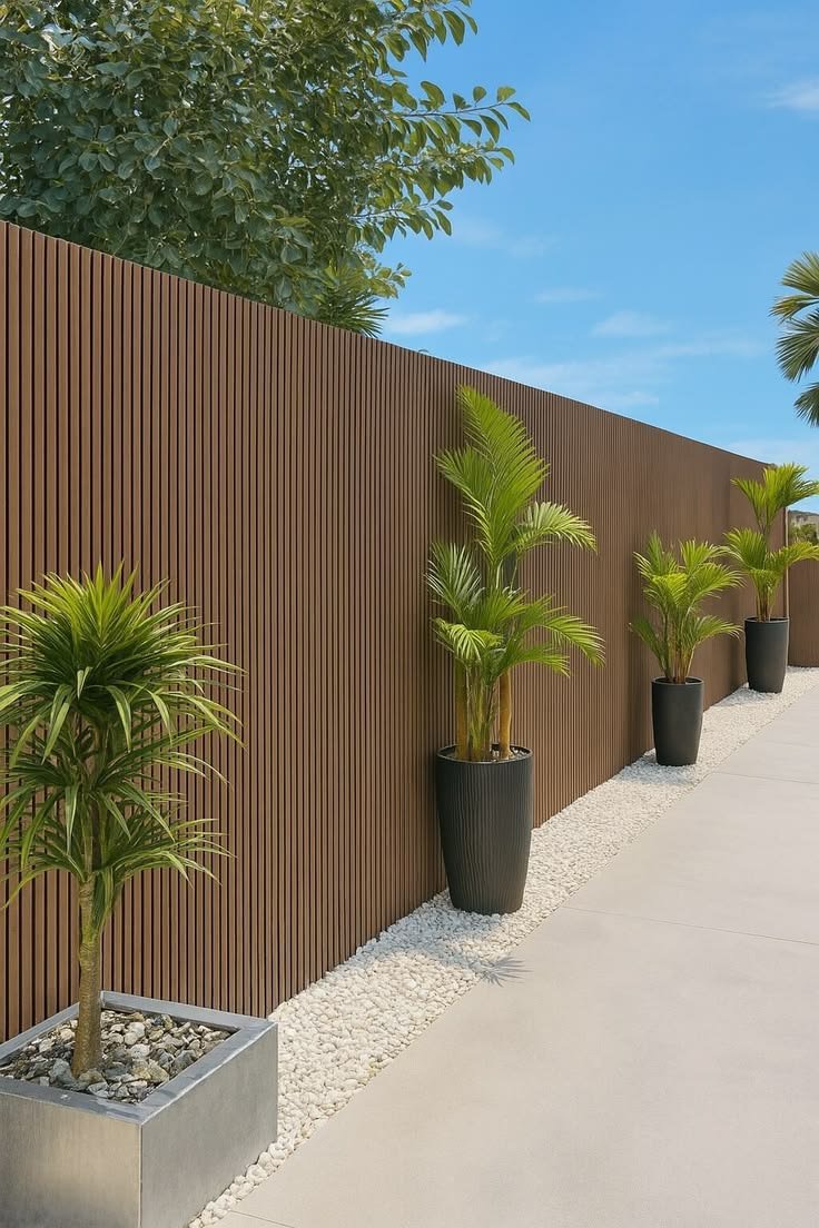 WPC composite cladding used as a modern outdoor privacy fence